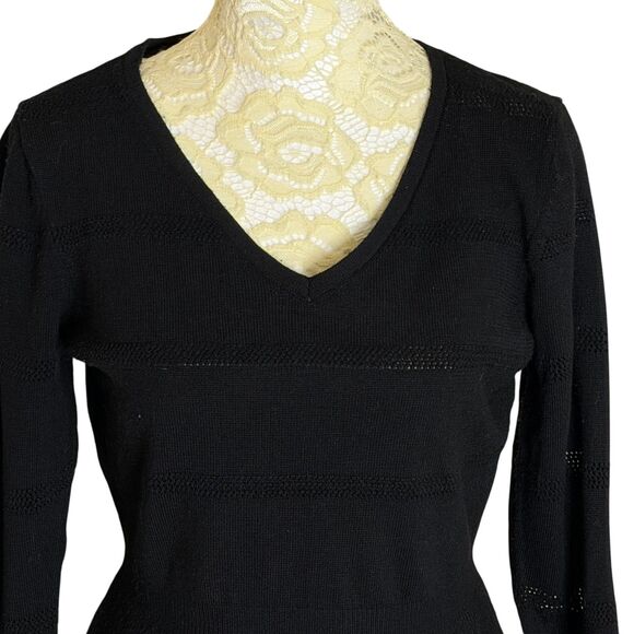 Chloe & Jasmine Sweater Knit Top Blouse Shirt Peplum Black S - Picture 2 of 6
